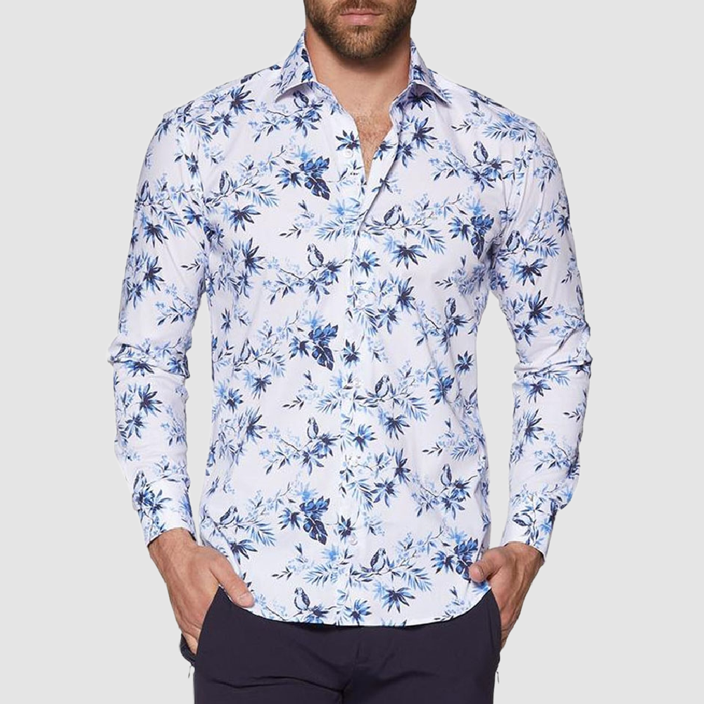 White Blue Birds Shirt
