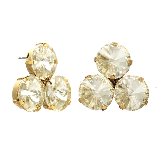 Tova Reya Earrings that feature 3 round Champagne crystals
