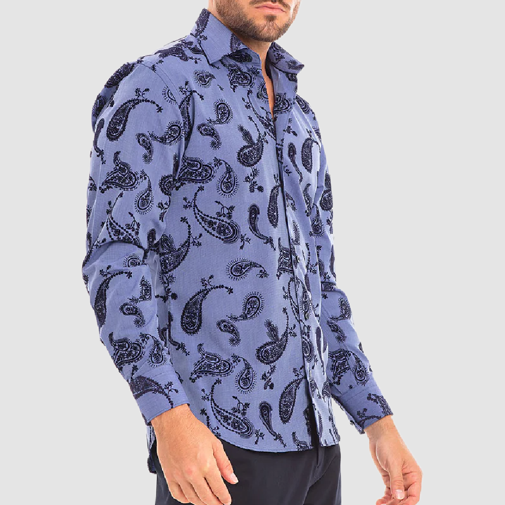 BERTIGO Navy Paisley Shirt