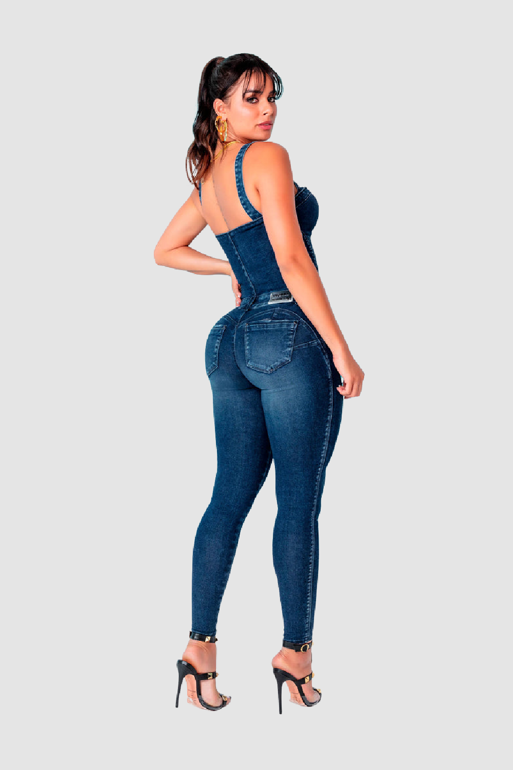 Pit Bull Denim overalls with heart neckline offers a fashionable and functional look.