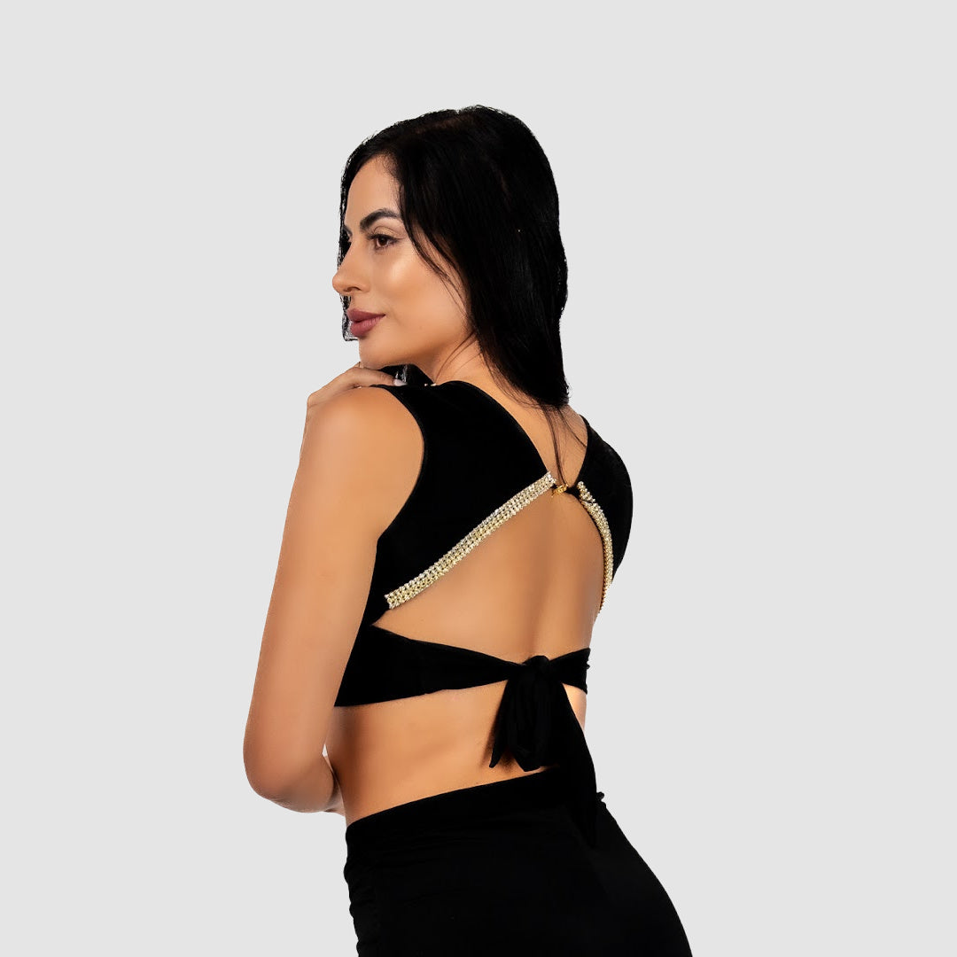 Vie Sauvage Jennifer Black W Gold Crop Top