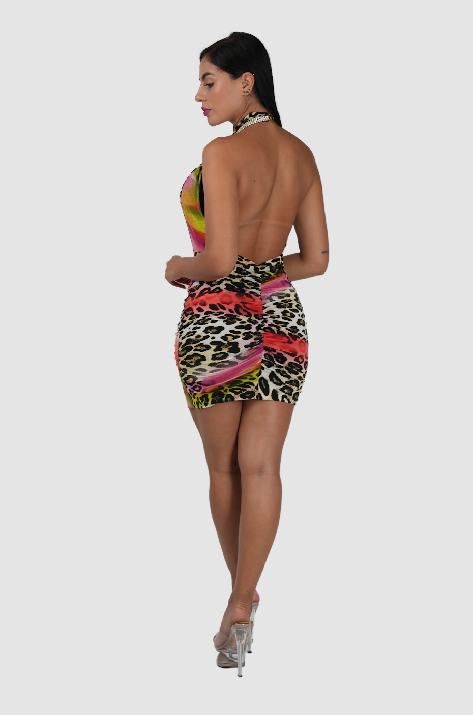 Vie Sauvage Katia Multi Animal W Gold Choker Dress