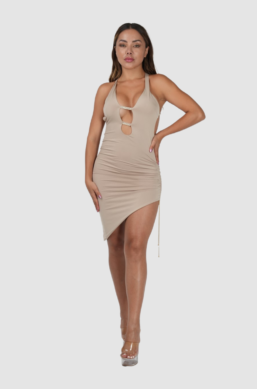 Vie Sauvage Tori Nude Gold Dress