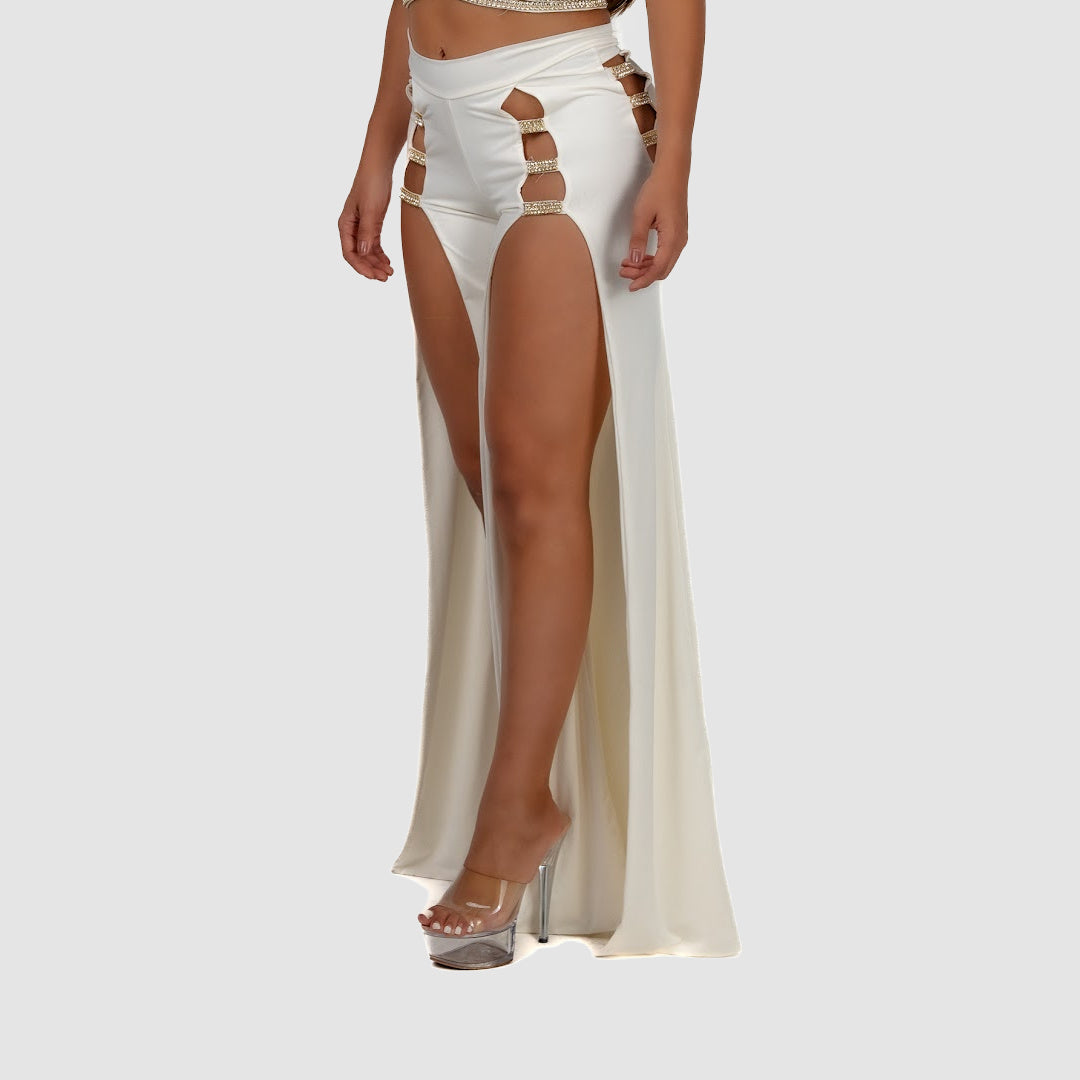 Vie Sauvage Shawna White Strap Pants