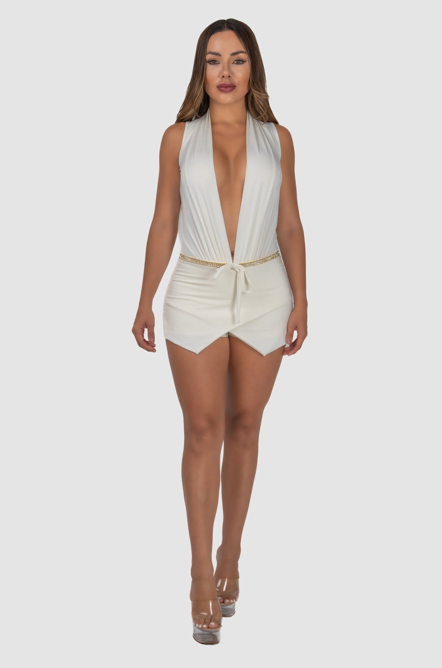 Vie Sauvage Joey White W Gold Romper