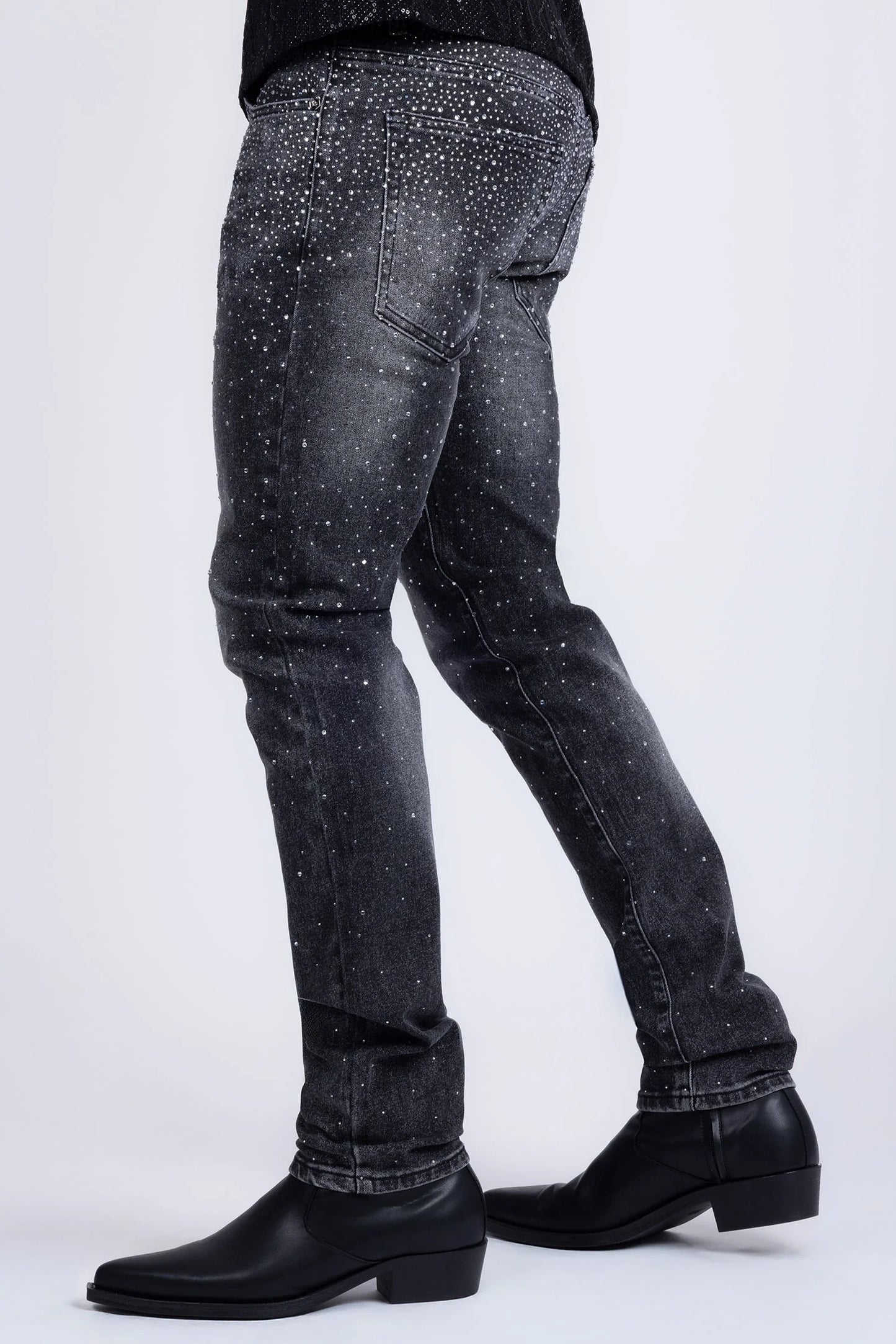 Black Denim w Crystals Jeans