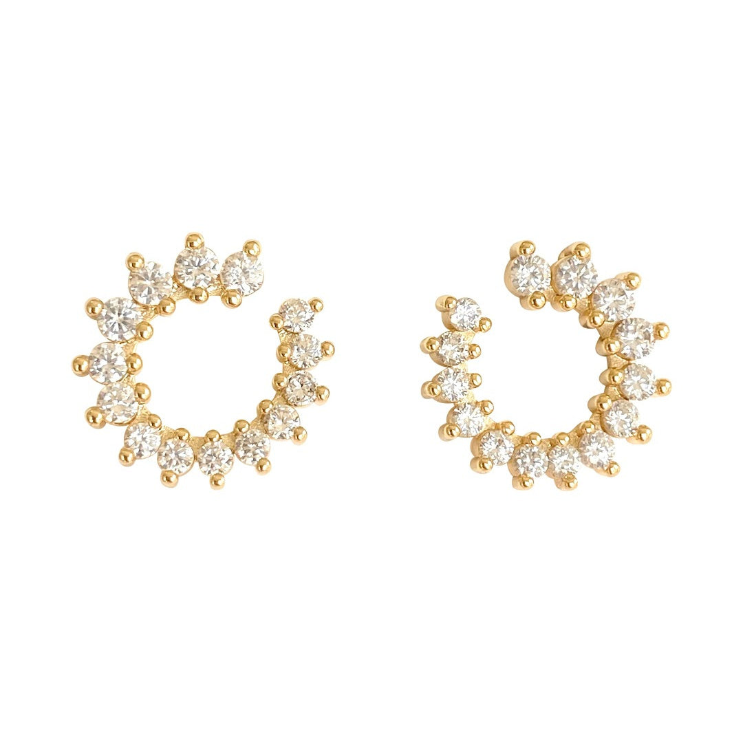 Multi Cluster Stud Gold Earrings