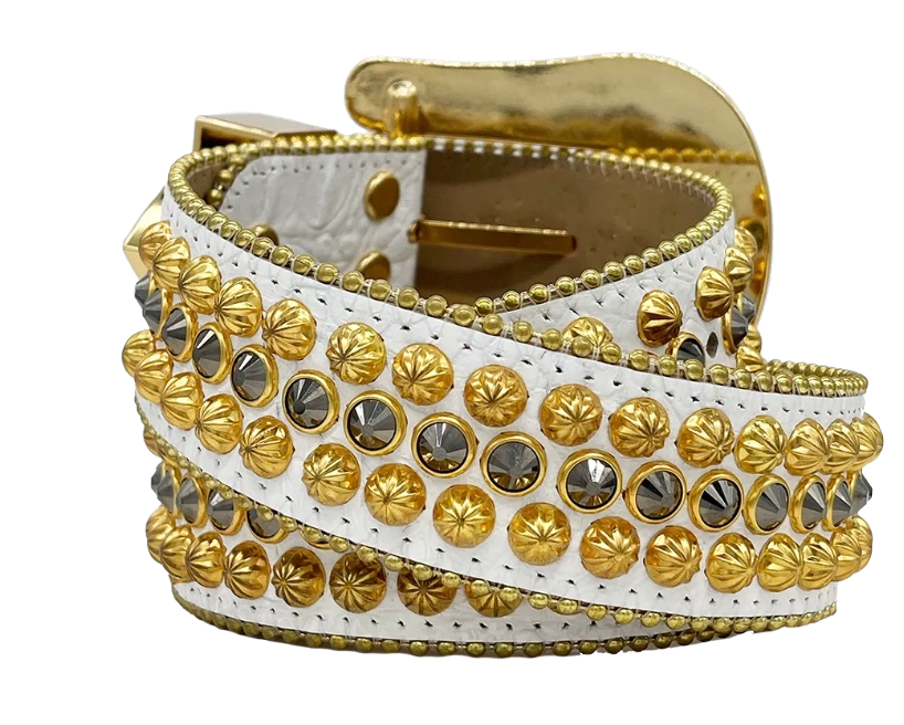 BB SIMON White Hematite w Gold Belt