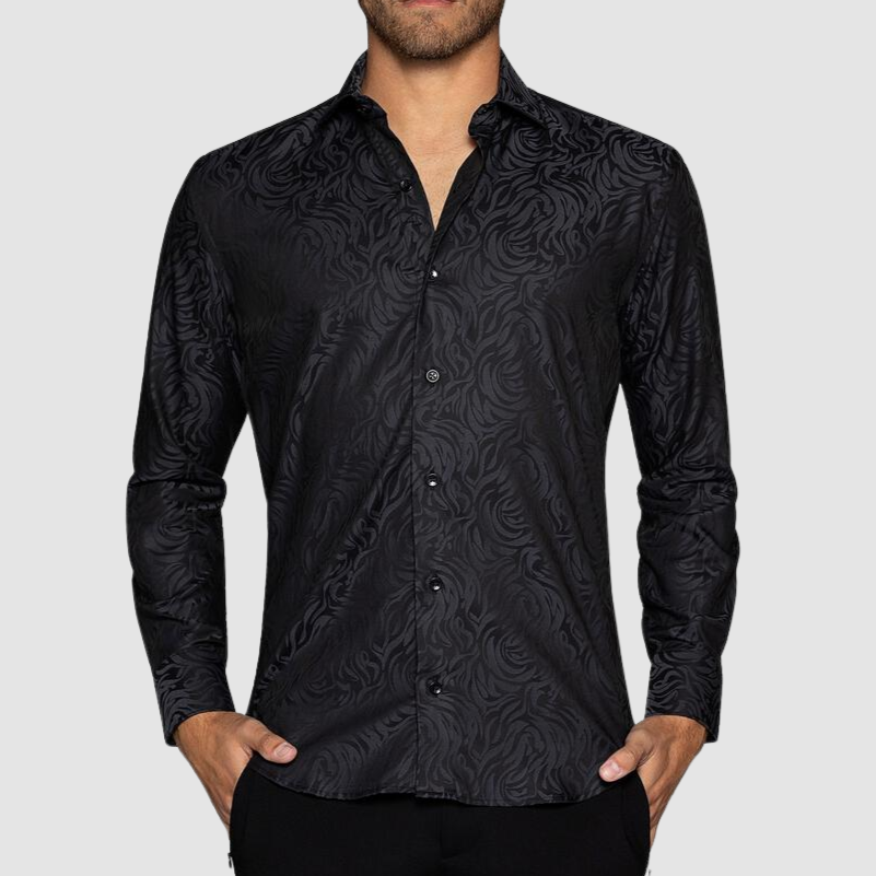 BERTIGO Black Zebra Jacquard Shirt