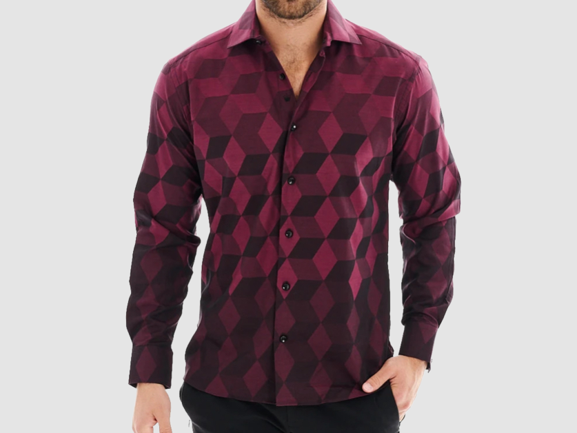 hexagon pattern dress shirt Nick Graham Men's Hexagon Star Dress Shirt - Aqua