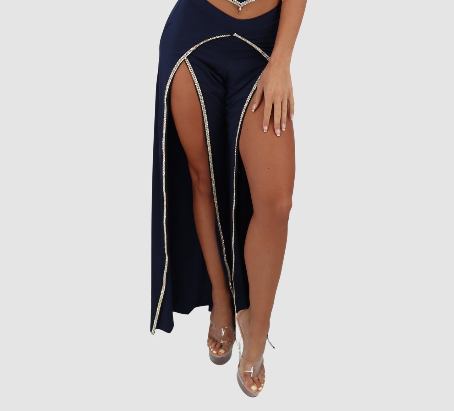 VIE SAUVAGE Navy W Gold Split Pants