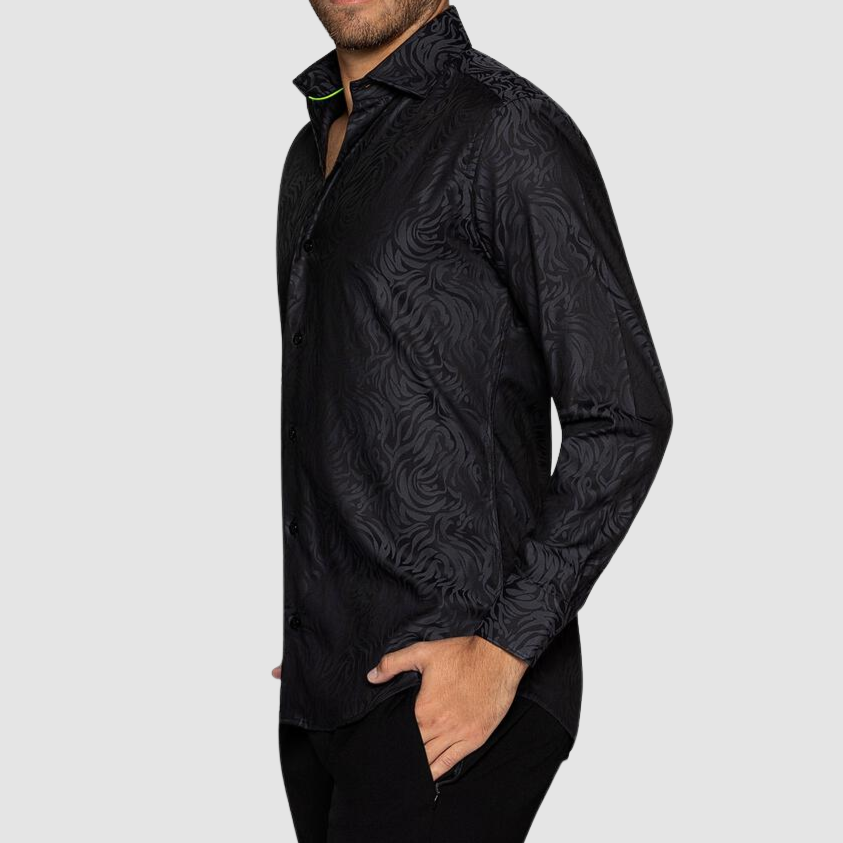 BERTIGO Black Zebra Jacquard Shirt