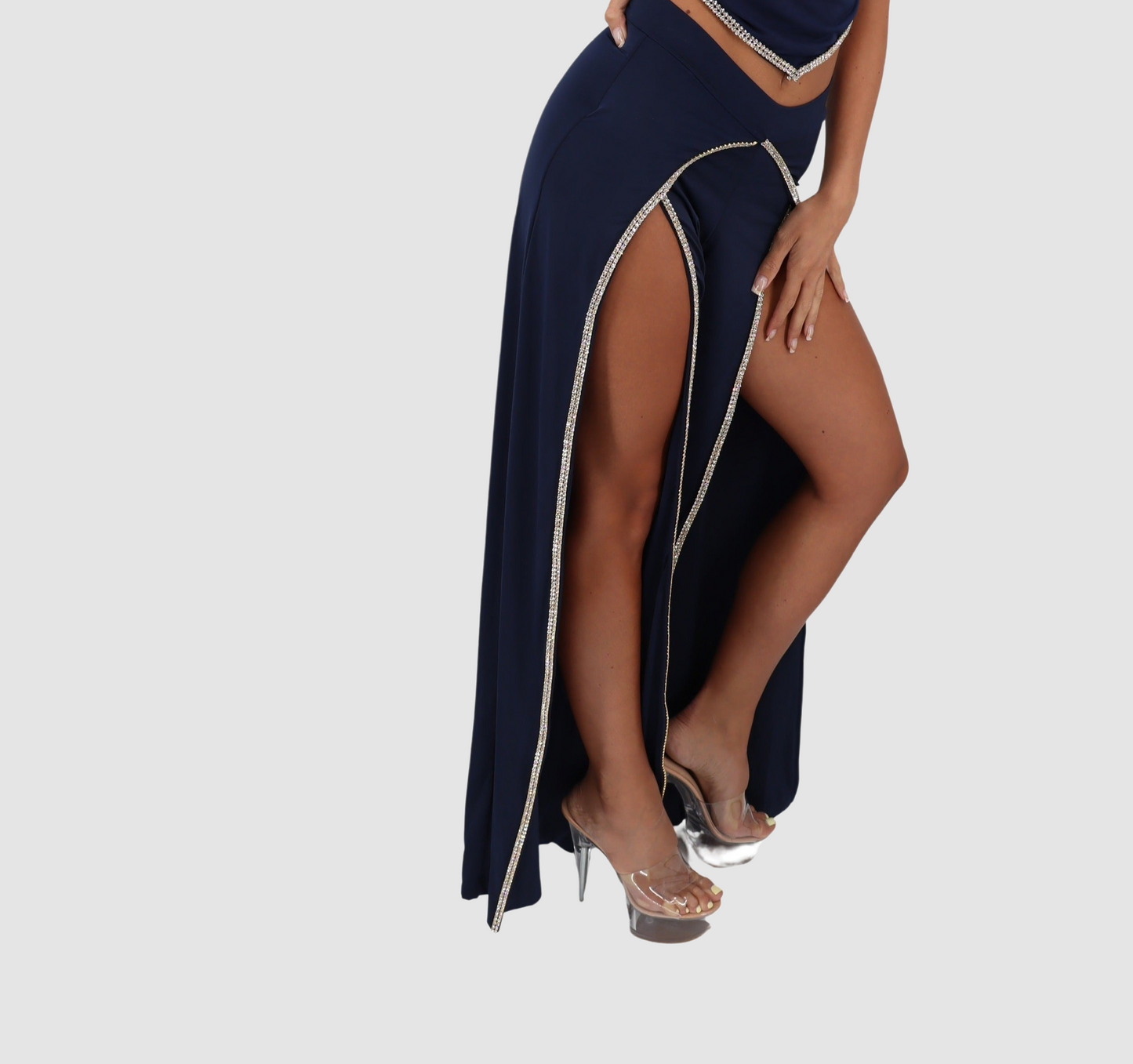 VIE SAUVAGE Navy W Gold Split Pants
