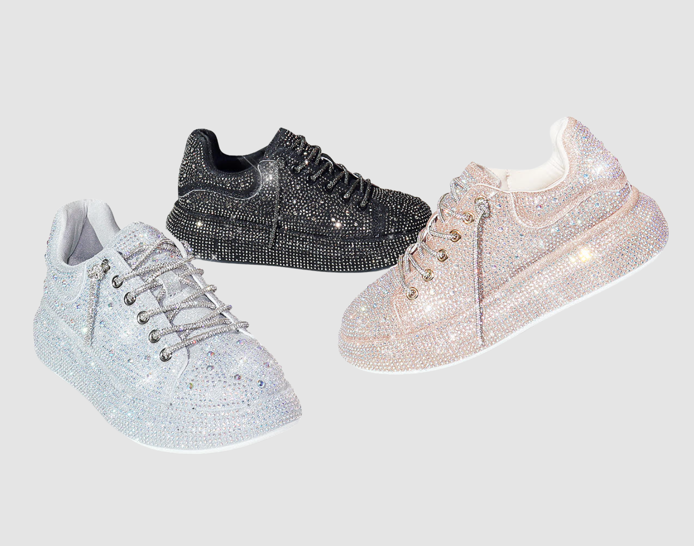 LILIANA Silver Crystal Sneakers