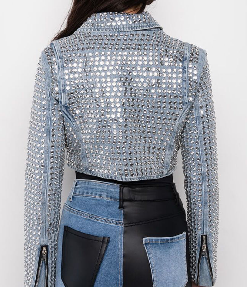 Azalea Wang Denim Crystal Jacket