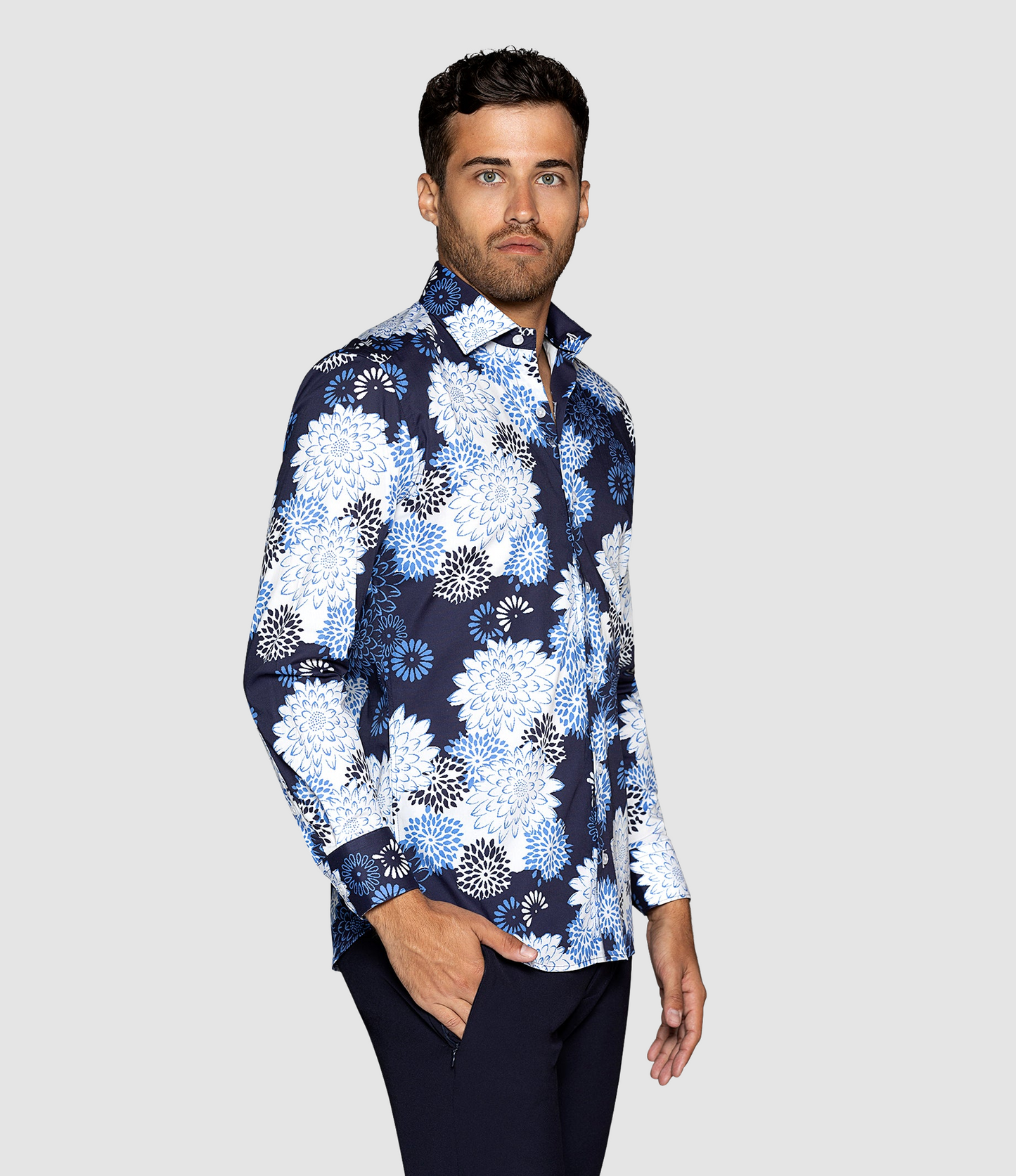 BERTIGO Navy Floral Shirt