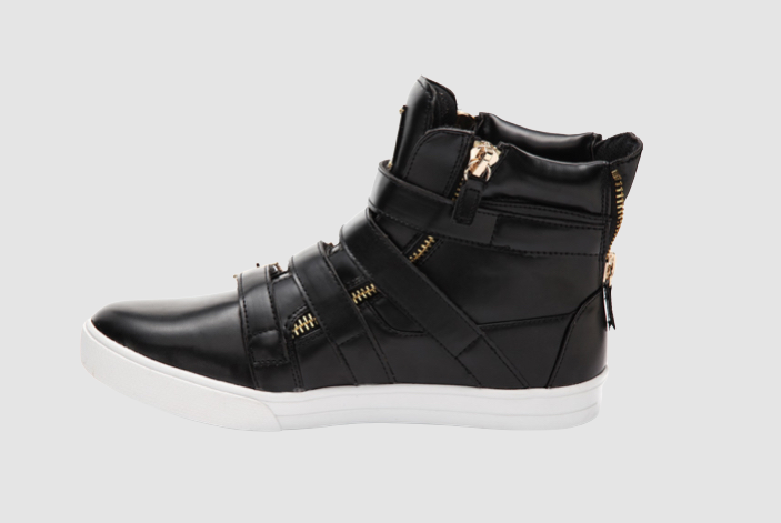 J75 Black Sneakers with Gold Hardware