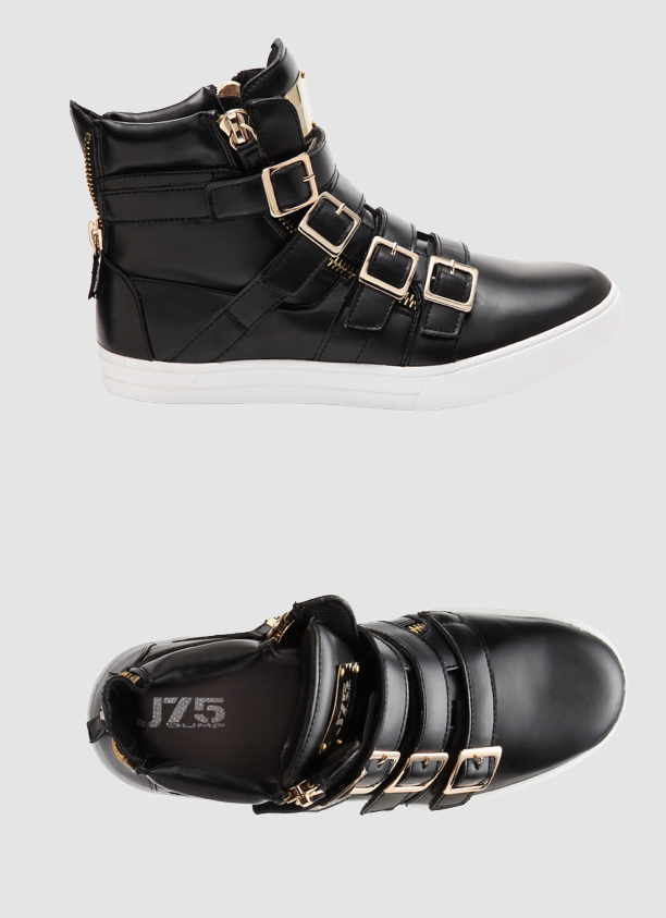 J75 Black Sneakers with Gold Hardware