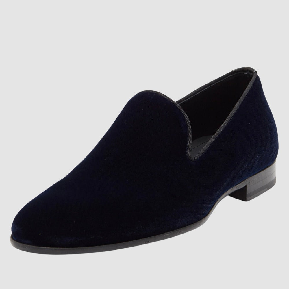 JARED LANG NAVY VELVET SLIPPERS