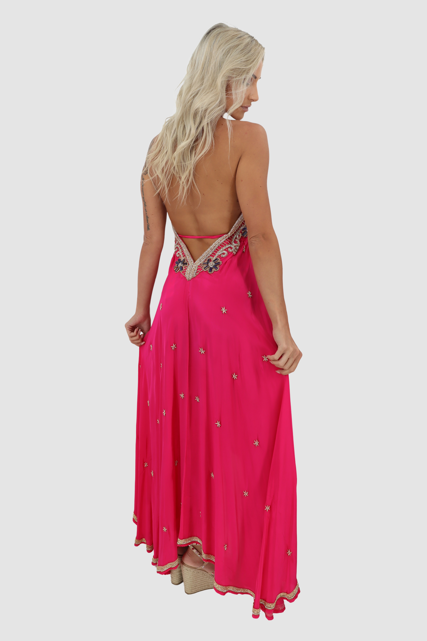 JSQUAD Fuchsia Halter Dress