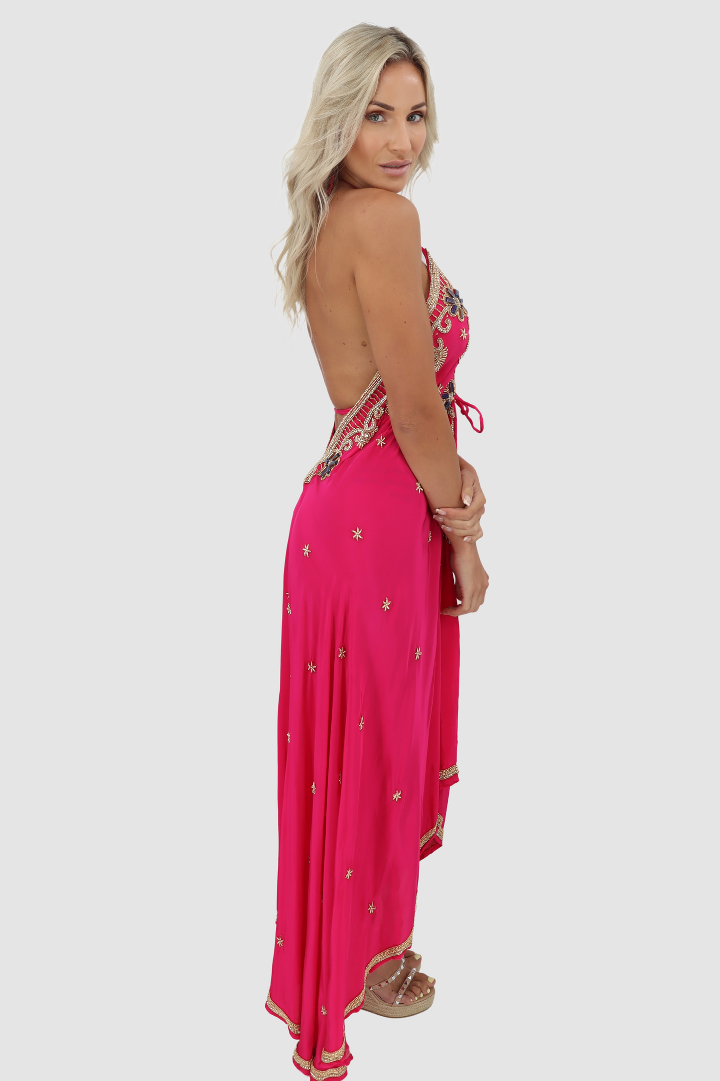 JSQUAD Fuchsia Halter Dress
