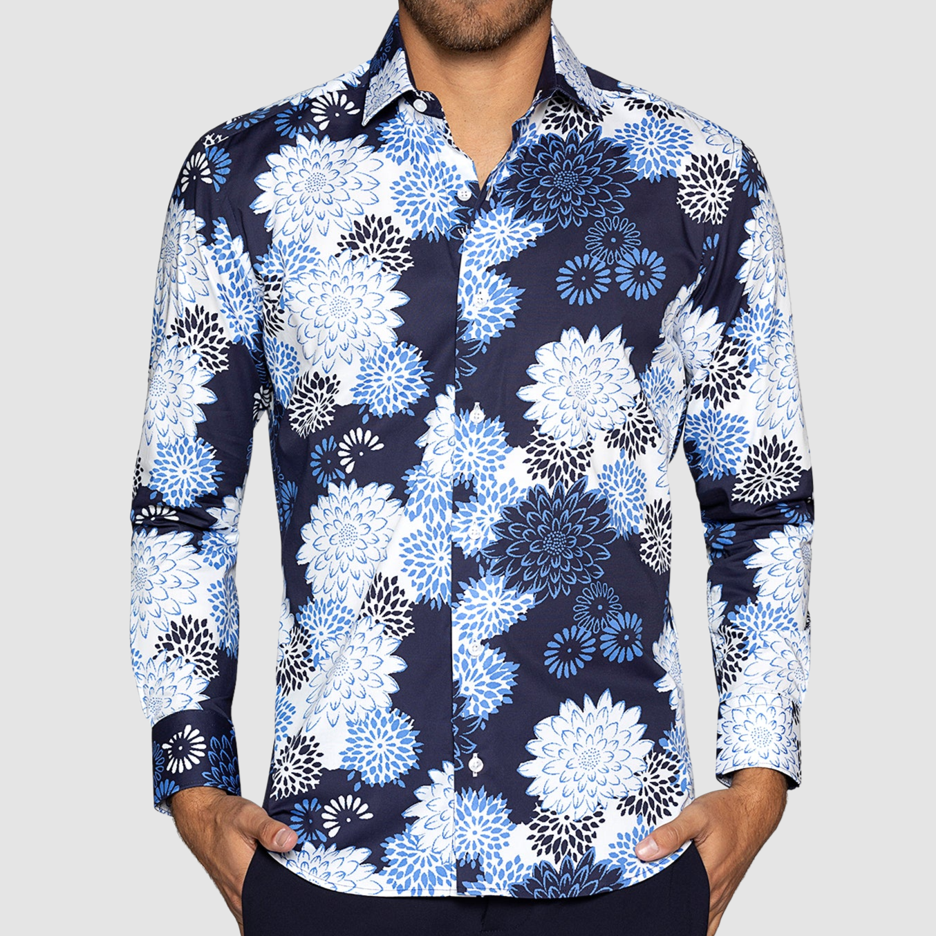 BERTIGO Navy Floral Shirt