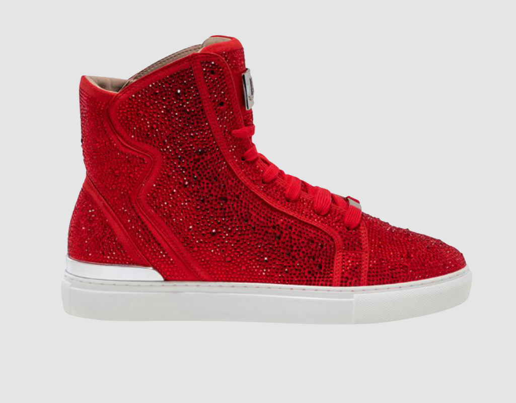 J75 Red Sneakers with Crystals