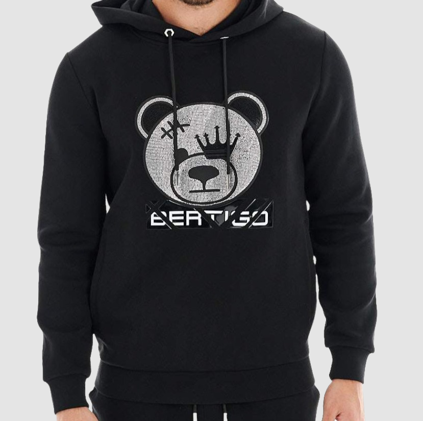 BERTIGO Black Teddy Bear Hoodie