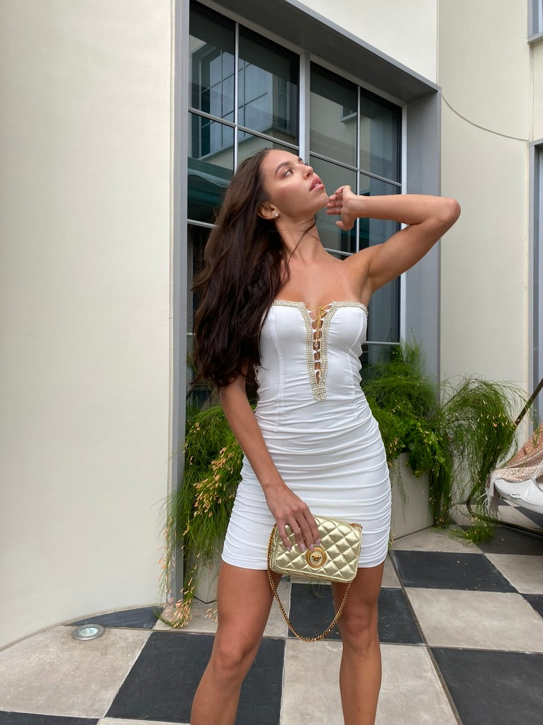 Amber White W Gold Dress