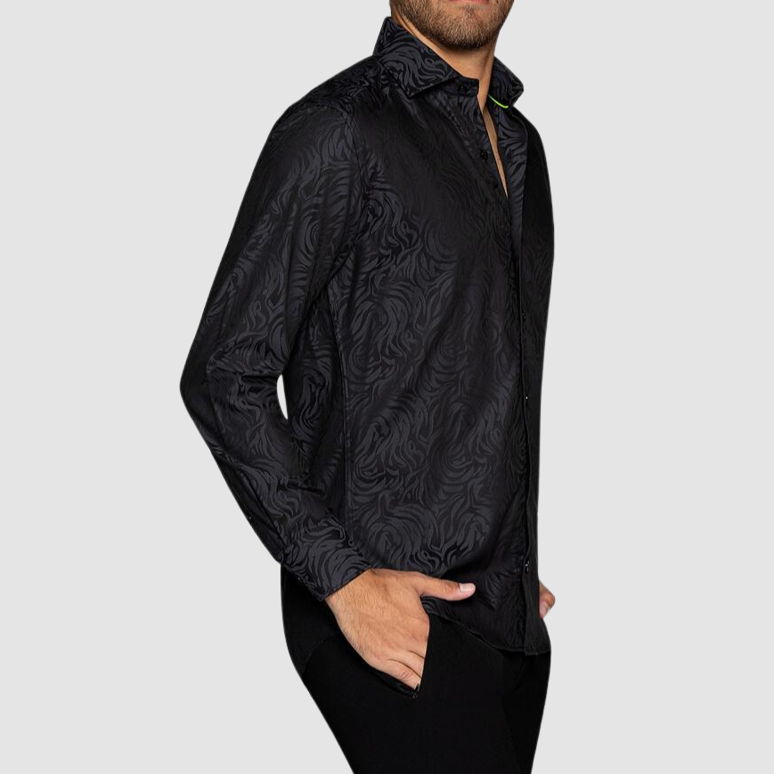 BERTIGO Black Zebra Jacquard Shirt