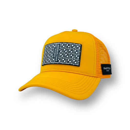 Partch premium yellow trucker hat and logo front patch removable
