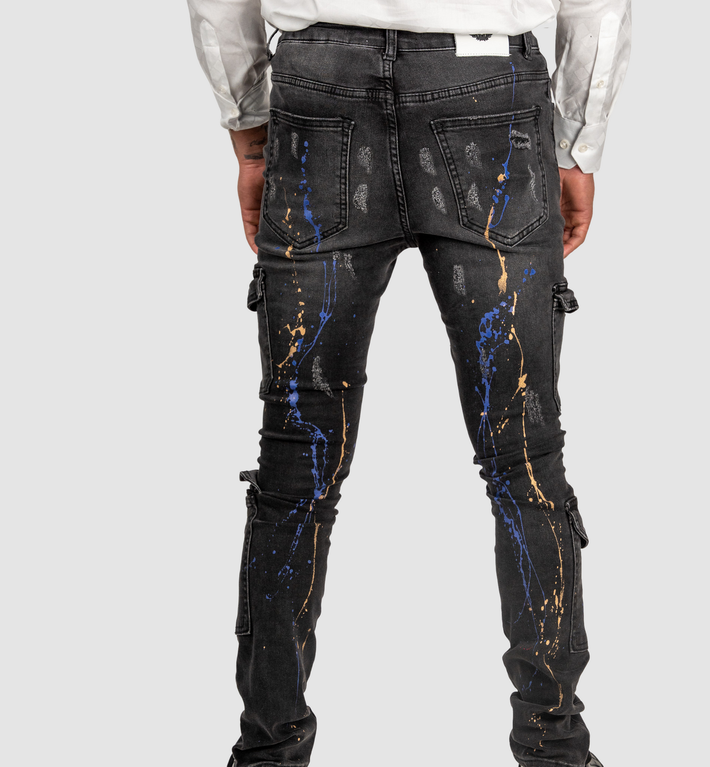 Ferrari Massari Faded Black Jeans W Leather