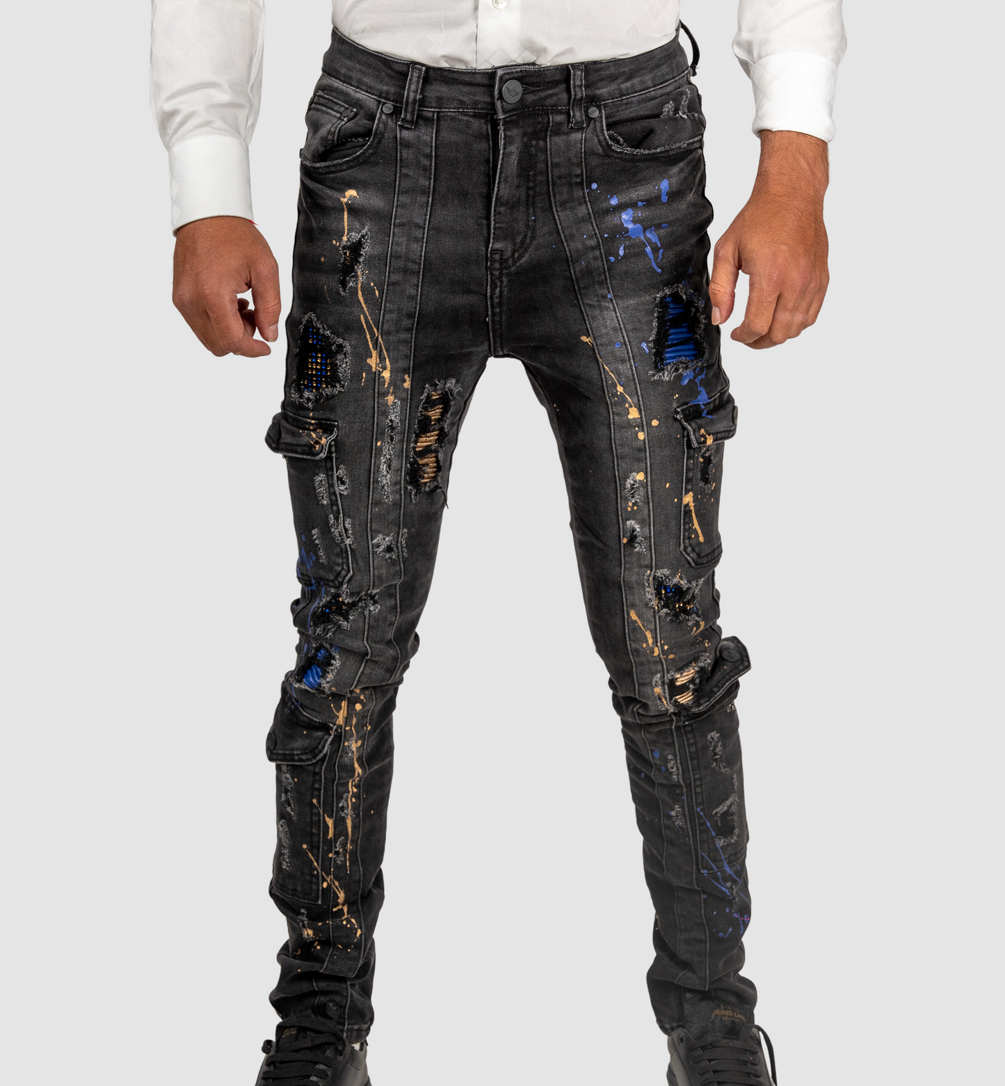 Ferrari Massari Faded Black Jeans W Leather