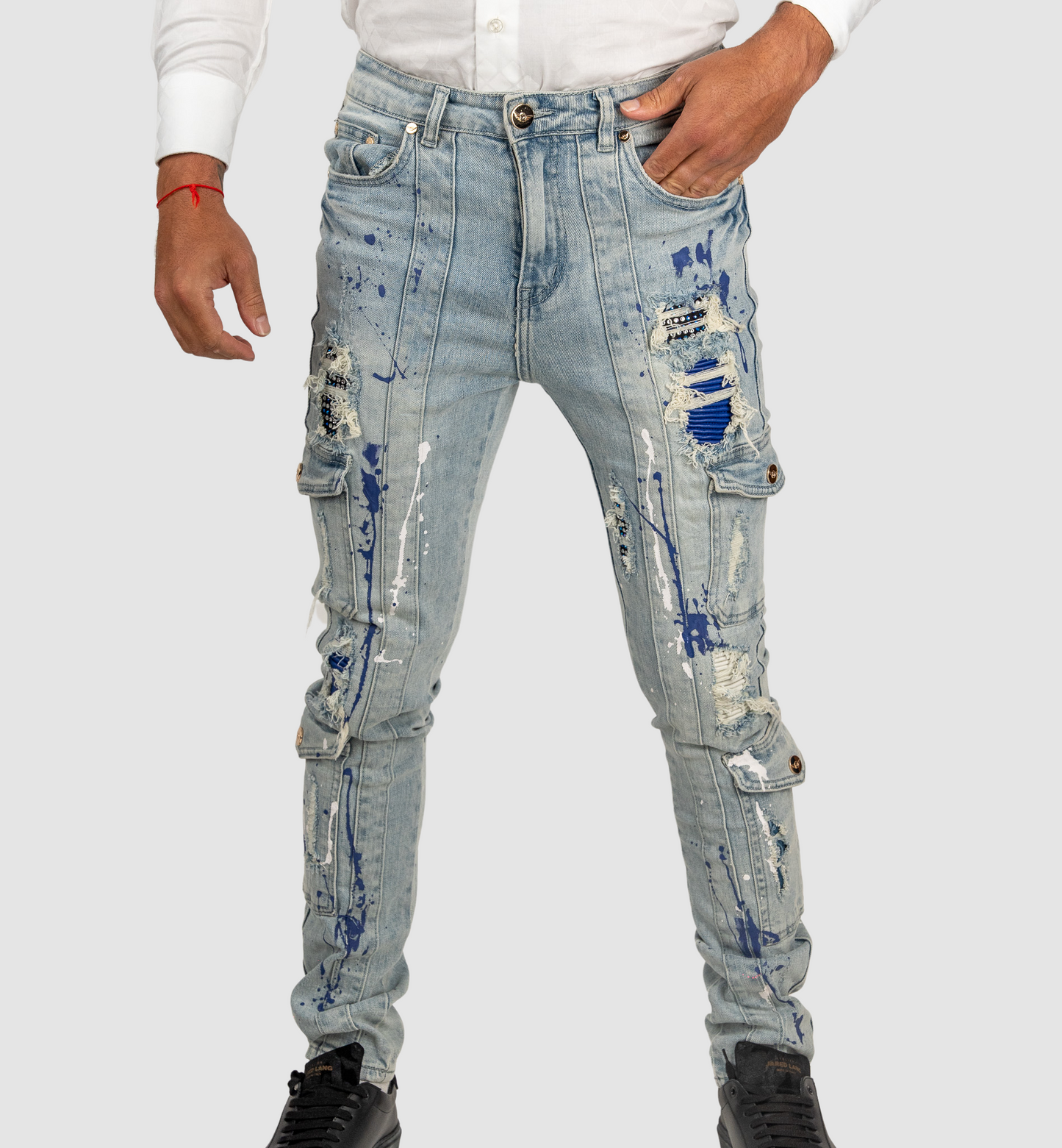 Ferrari Massari Baby Blue Jeans W Leather