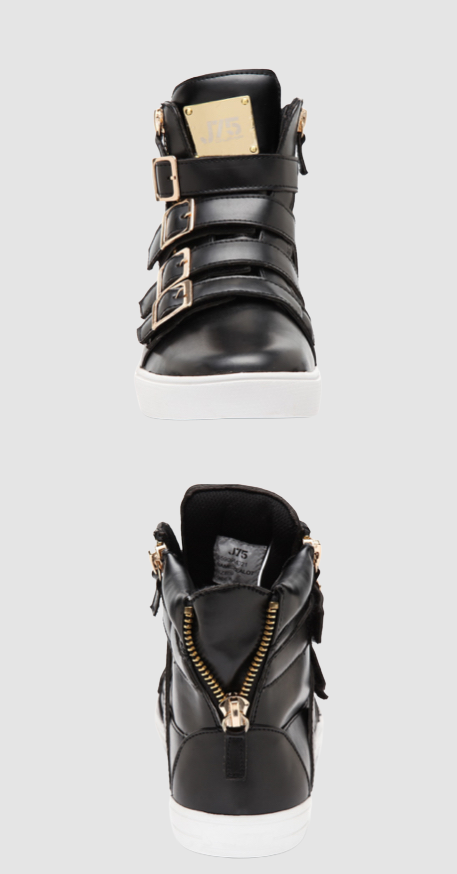 J75 Black Sneakers with Gold Hardware