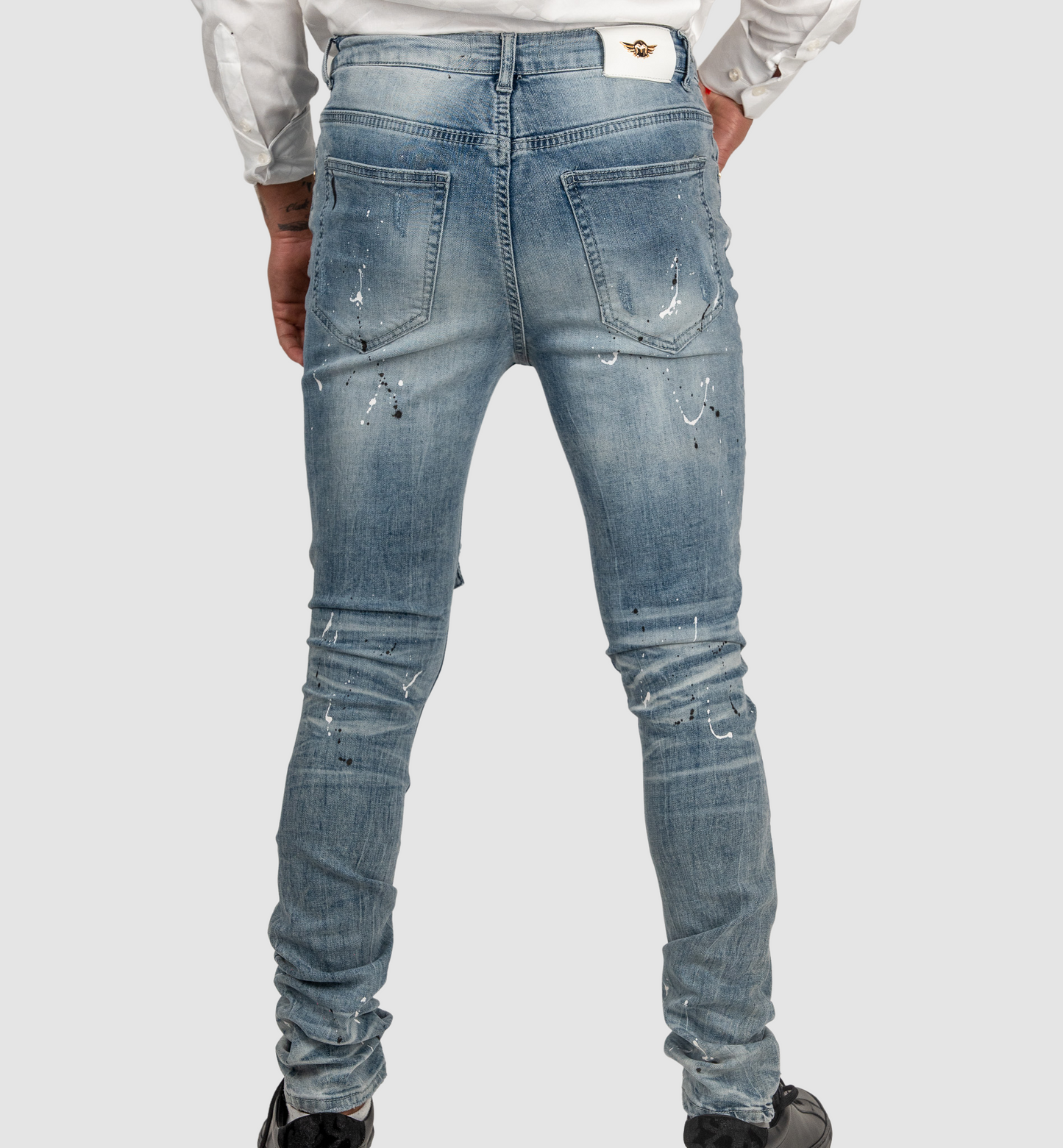 Ferrari Massari Medium Wash Jeans W Leather