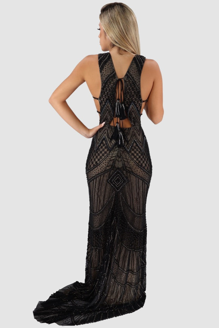 DIAMOND FOR EDEN Nude/Black Long Dress