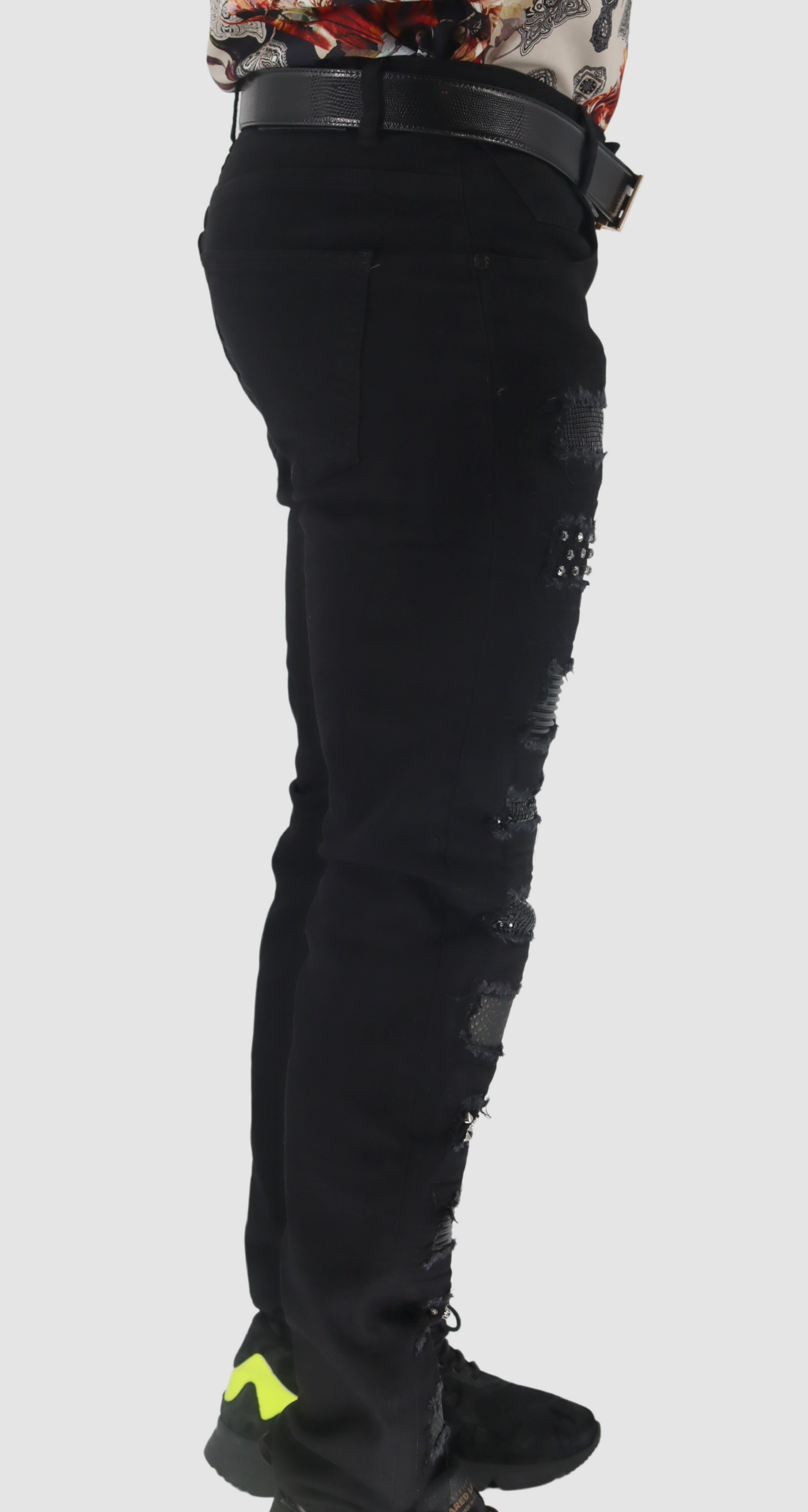 BAROCCO Black Jeans with Patches