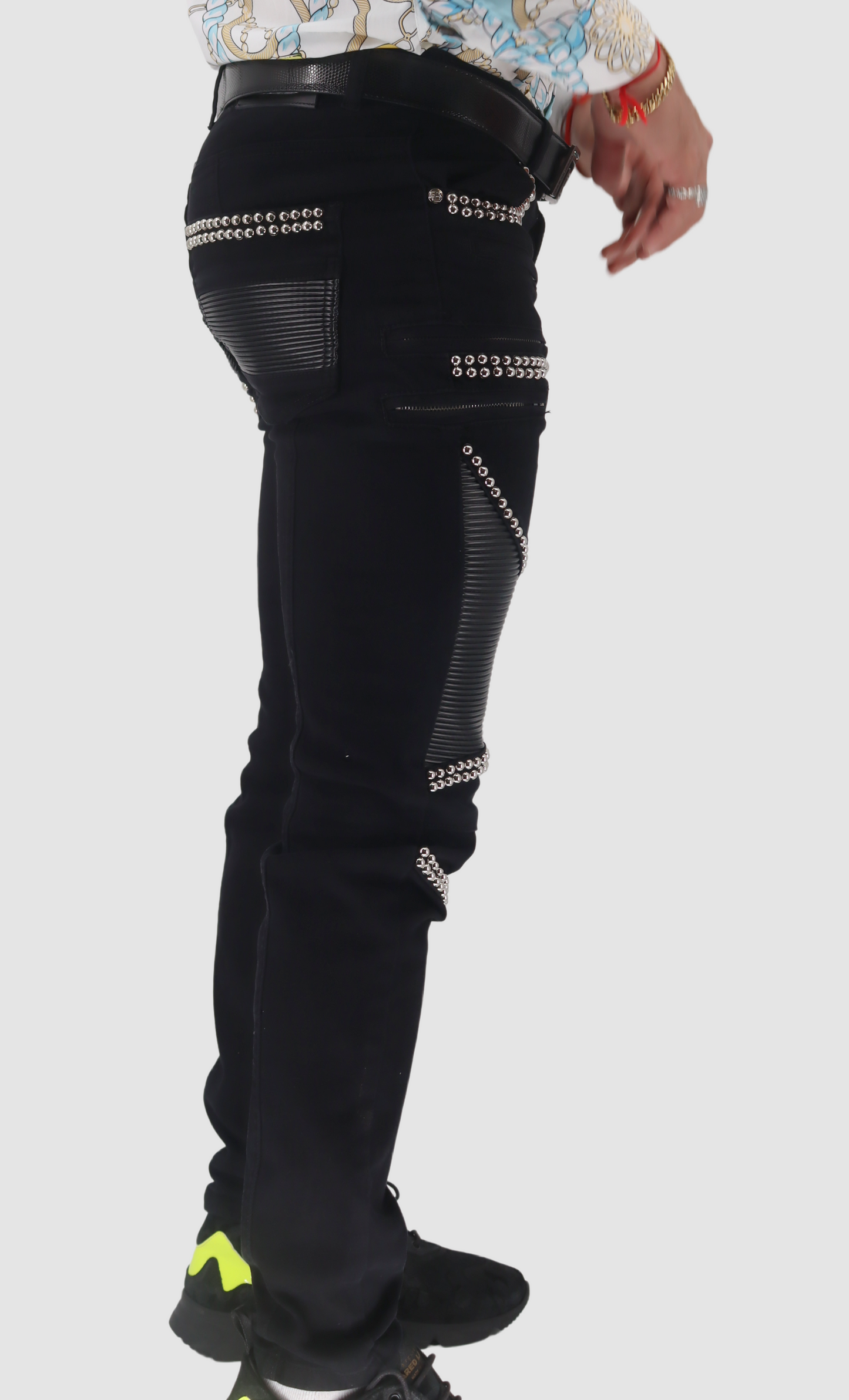 BAROCCO Black Jeans W Silver Studs