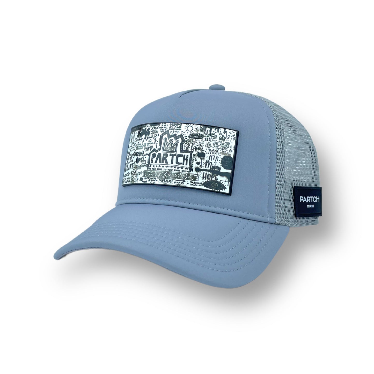 Gray Trucker Hats Mesh Breathable Pop Love Art White/Black | PARTCH Fashion