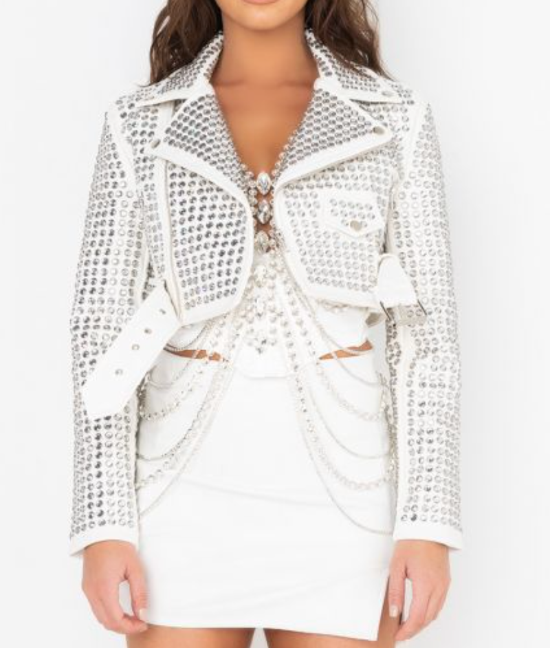 Azalea Wang White Crystal Jacket