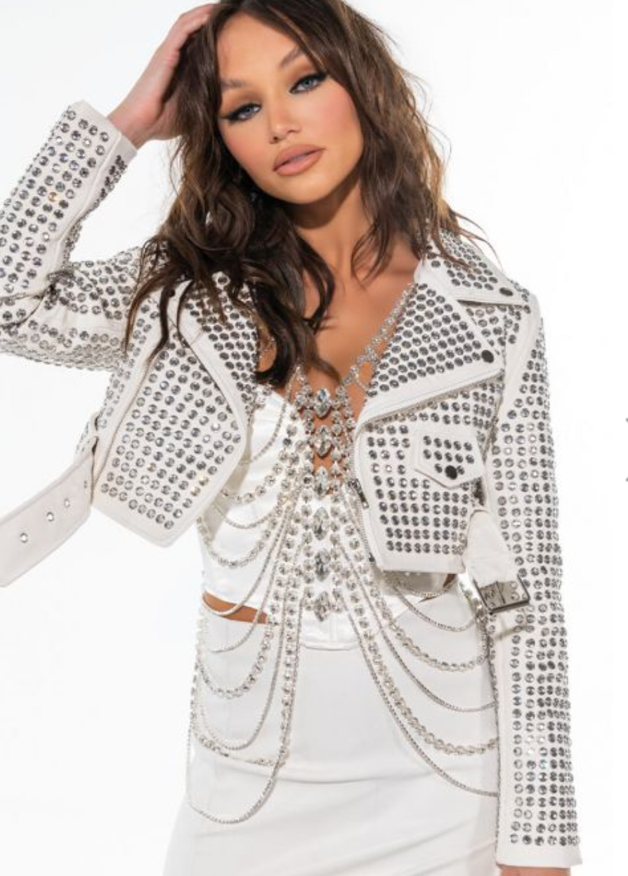 Azalea Wang White Crystal Jacket