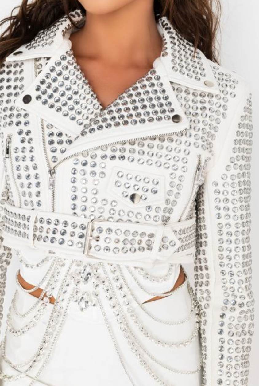 Azalea Wang White Crystal Jacket