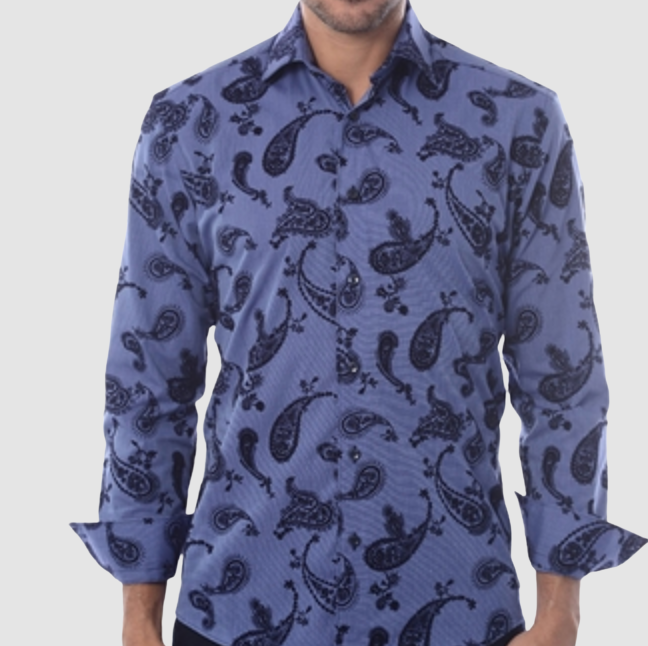 BERTIGO Navy Paisley Shirt