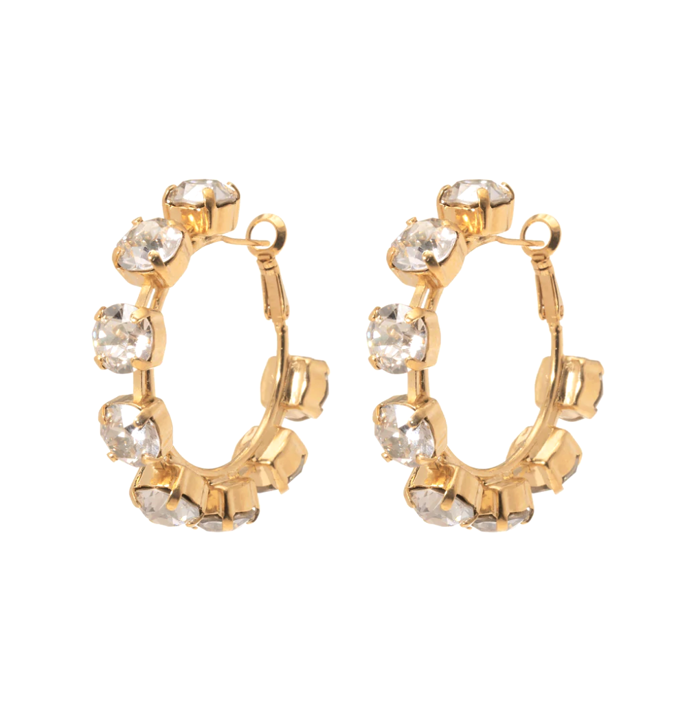 El Dorado Clear W Gold Hoop Earrings