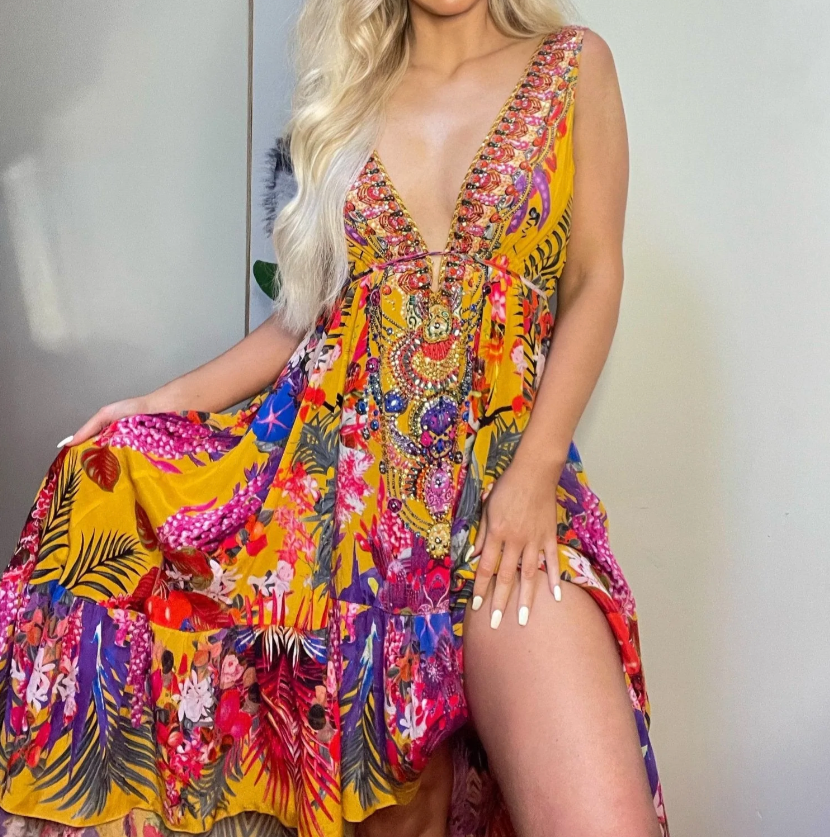 Bright Flowers Hi-Low Dress