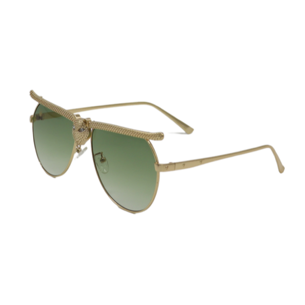 SUMMERZ FASHION Gold/Green Animal Eyes Sunglasses