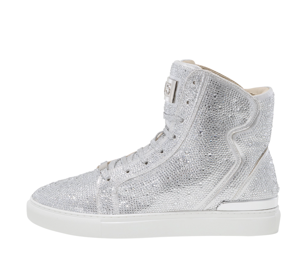 J75 Silver Sneakers with Crystals