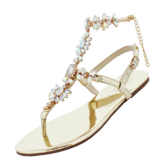 LILIANA Marlo-39 Gold Crystals Sandals