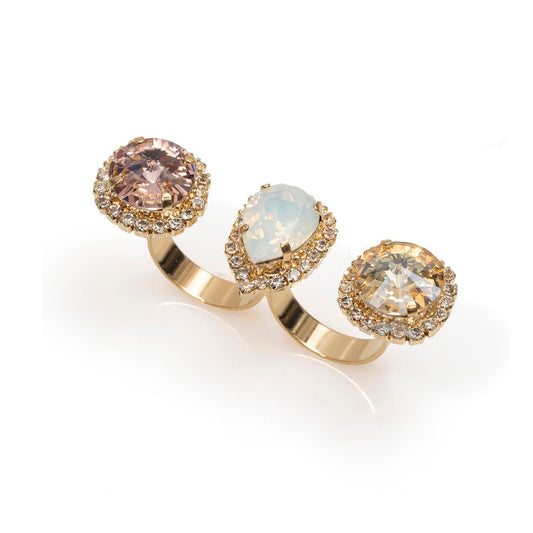 White Opal Multi  Gold Ring